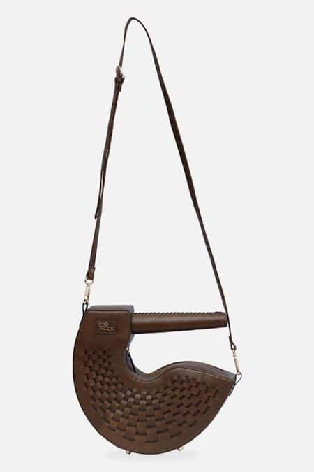 Shop Econock Studio Brown Cut Work Handcrafted Basket Weave Clutch Bag at Aza Fashions Shop_Econock Studio_Brown Cut Work Handcrafted Basket Weave Clutch Bag _at_Aza_Fashions