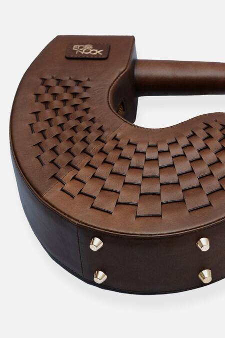 Shop Econock Studio Brown Cut Work Handcrafted Basket Weave Clutch Bag Online at Aza Fashions Shop_Econock Studio_Brown Cut Work Handcrafted Basket Weave Clutch Bag _Online_at_Aza_Fashions