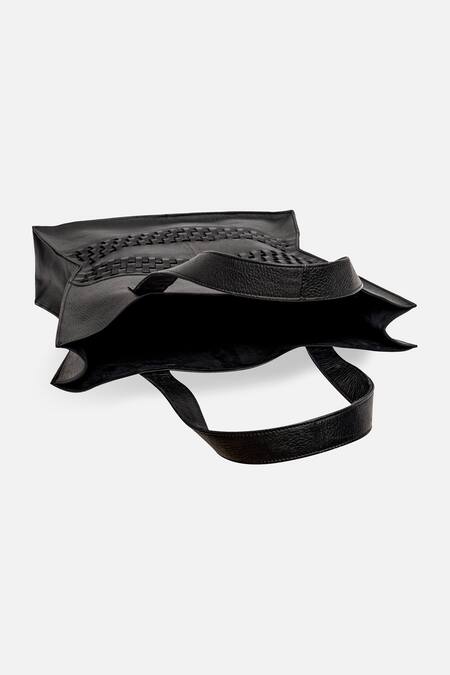 Shop Econock Studio Black Cut Work Handcrafted Leather Tote Bag Online at Aza Fashions Shop_Econock Studio_Black Cut Work Handcrafted Leather Tote Bag _Online_at_Aza_Fashions