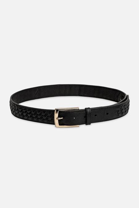 Econock Studio Black Handcrafted Basket Weave Leather Belt Online at Aza Fashions Econock Studio_Black Handcrafted Basket Weave Leather Belt _Online_at_Aza_Fashions