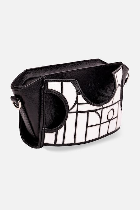 Buy Econock Studio Black Geometric Design Leather Wristlet Online at Aza Fashions Buy_Econock Studio_Black Geometric Design Leather Wristlet _Online_at_Aza_Fashions
