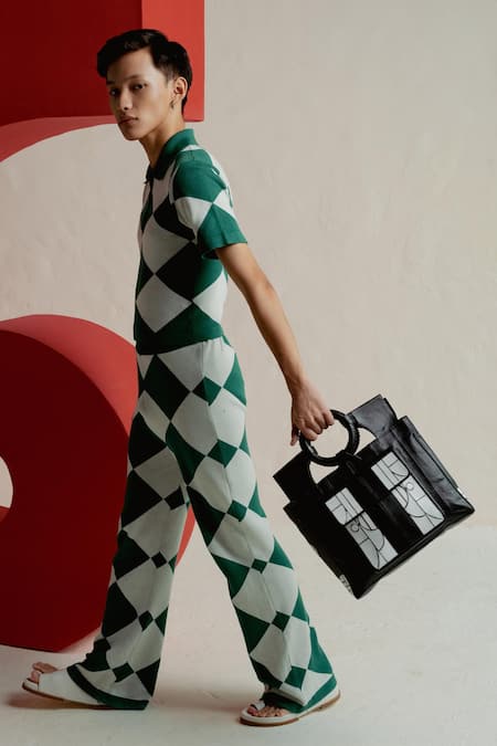 Econock Studio Black Geometric Pattern Tote Bag 