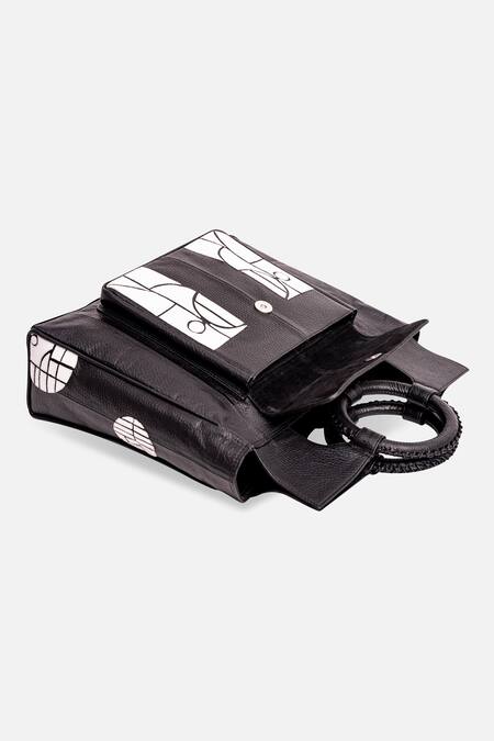 Econock Studio Black Geometric Pattern Tote Bag at Aza Fashions Econock Studio_Black Geometric Pattern Tote Bag _at_Aza_Fashions