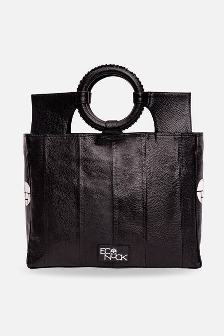 Shop Econock Studio Black Geometric Pattern Tote Bag Shop_Econock Studio_Black Geometric Pattern Tote Bag