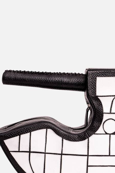 Econock Studio Black Geometric Design Leather Clutch at Aza Fashions Econock Studio_Black Geometric Design Leather Clutch _at_Aza_Fashions