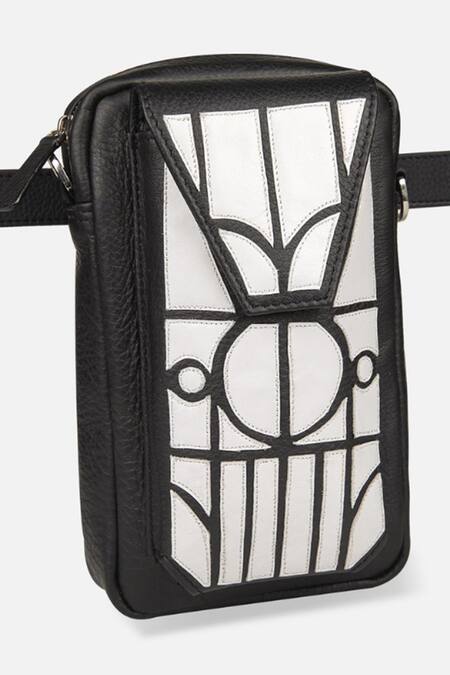 Econock Studio Black Cut Work Geometric Leather Wallet Bag Set Online at Aza Fashions Econock Studio_Black Cut Work Geometric Leather Wallet Bag Set _Online_at_Aza_Fashions