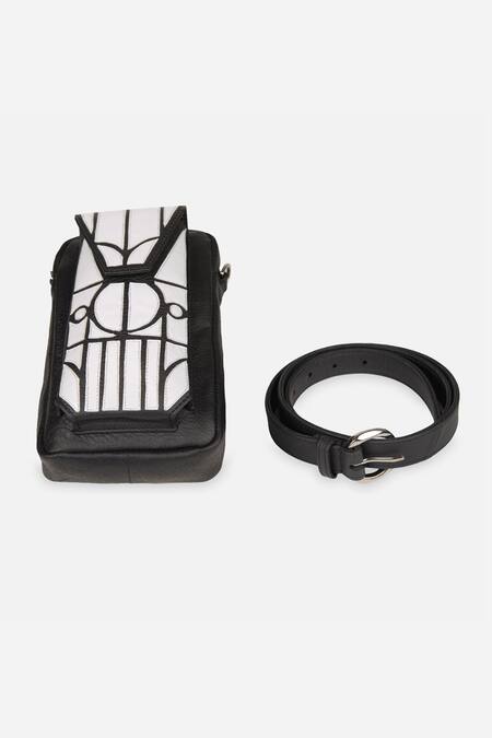 Buy Econock Studio Black Cut Work Geometric Leather Wallet Bag Set Online at Aza Fashions Buy_Econock Studio_Black Cut Work Geometric Leather Wallet Bag Set _Online_at_Aza_Fashions