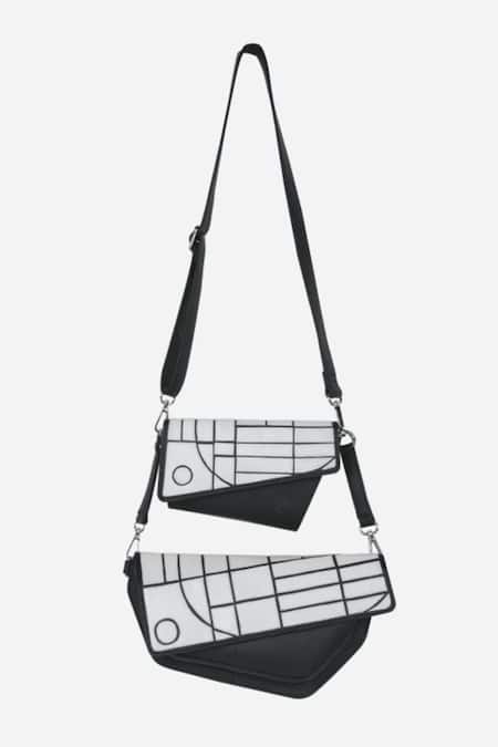 Shop Econock Studio Black Geometric Design Leather Wallet at Aza Fashions Shop_Econock Studio_Black Geometric Design Leather Wallet _at_Aza_Fashions