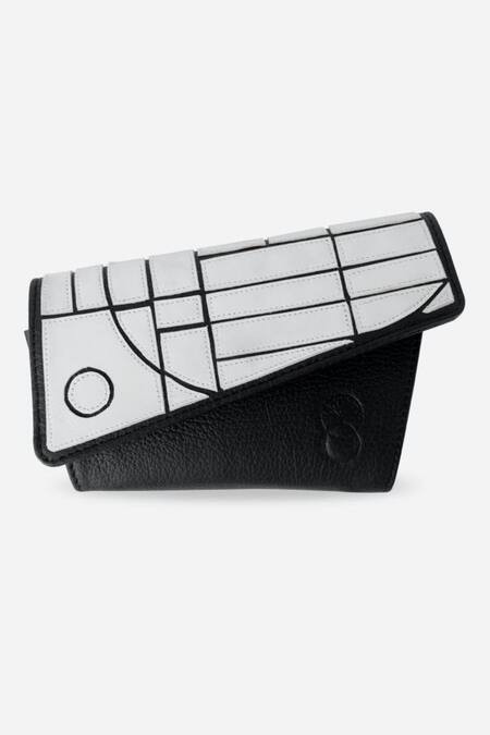 Econock Studio Black Geometric Design Leather Wallet Online at Aza Fashions Econock Studio_Black Geometric Design Leather Wallet _Online_at_Aza_Fashions