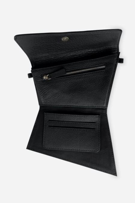 Shop Econock Studio Black Geometric Design Leather Wallet Online at Aza Fashions Shop_Econock Studio_Black Geometric Design Leather Wallet _Online_at_Aza_Fashions