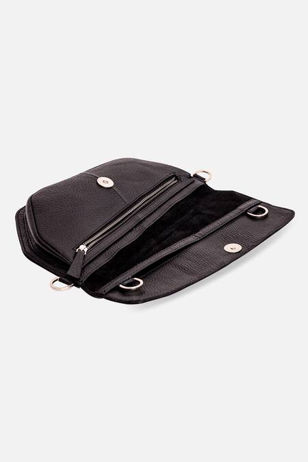 Shop_Econock Studio_Black Geometric Design Leather Fanny Pack _Online_at_Aza_Fashions