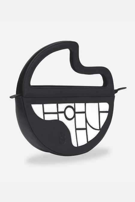 Econock Studio_Black Handcrafted Crescent Clutch _Online_at_Aza_Fashions