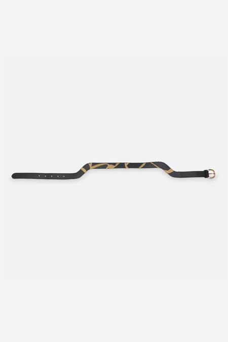 Econock Studio Black Embroidery Kintsugi Leather Belt Online at Aza Fashions Econock Studio_Black Embroidery Kintsugi Leather Belt _Online_at_Aza_Fashions