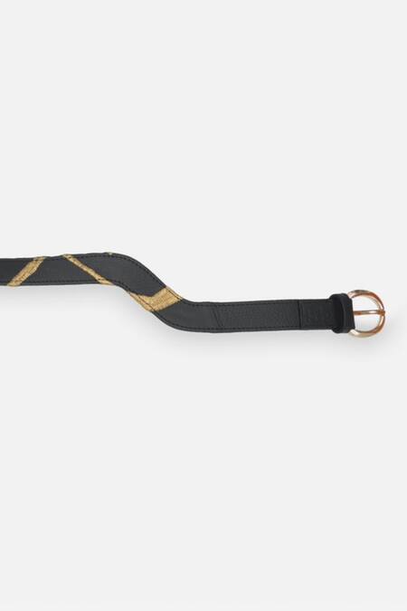 Buy Econock Studio Black Embroidery Kintsugi Leather Belt Online at Aza Fashions Buy_Econock Studio_Black Embroidery Kintsugi Leather Belt _Online_at_Aza_Fashions