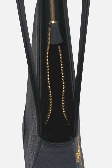 Buy_Econock Studio_Black Embroidery Kintsugi Crescent Clutch _Online_at_Aza_Fashions