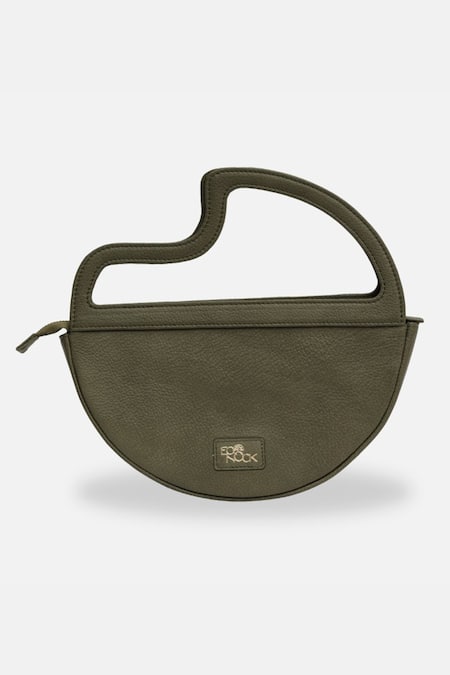 Econock Studio Olive Green Kintsugi Embroidered Crescent Clutch 