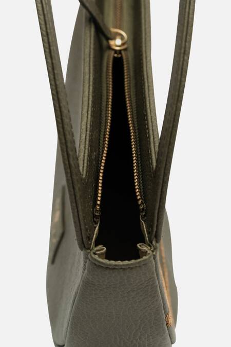 Buy_Econock Studio_Green Embroidery Olive Kintsugi Crescent Clutch _Online_at_Aza_Fashions