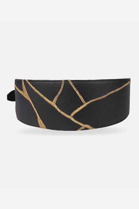 Econock Studio Kintsugi Inspired Embroidered Black Belt 
