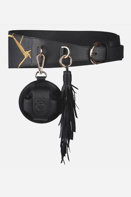 Shop_Econock Studio_Black Embroidery Kintsugi Inspired Belt _Online_at_Aza_Fashions