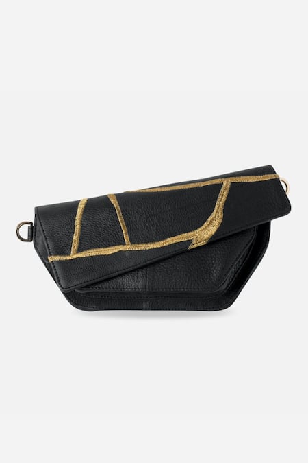 Econock Studio Kintsugi Embroidered Black Crossbody Bag 