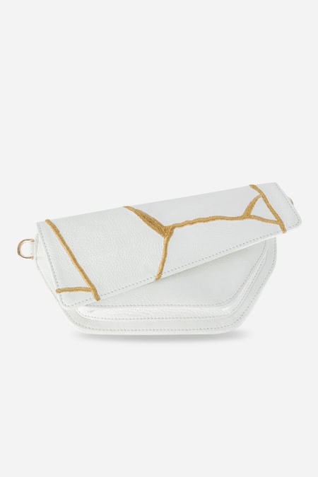Econock Studio Ivory Kintsugi Embroidered Crossbody Bag 