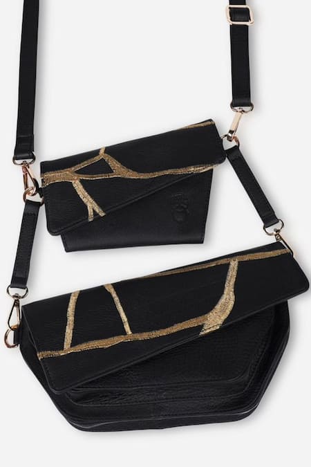 Econock Studio Kintsugi Embroidered Black Crossbody Bag 