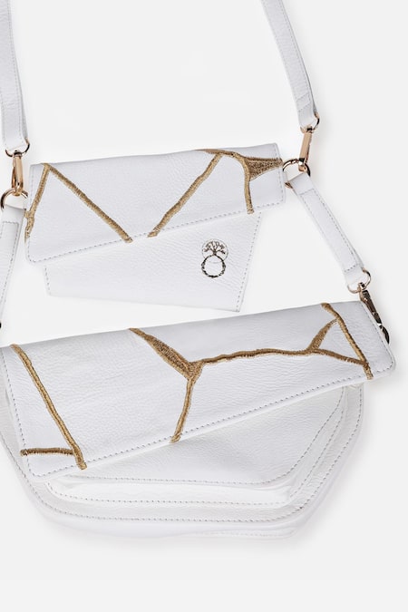 Econock Studio Ivory Embroidered Cross-Body Bag Set 