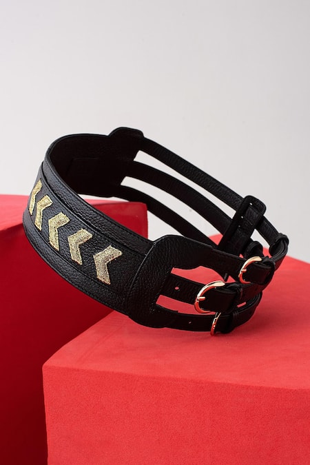 Econock Studio Leather Embroidered Broad Belt 