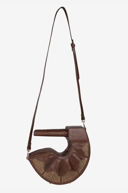Econock Studio Brown 3D Patchwork Leather Clutch 