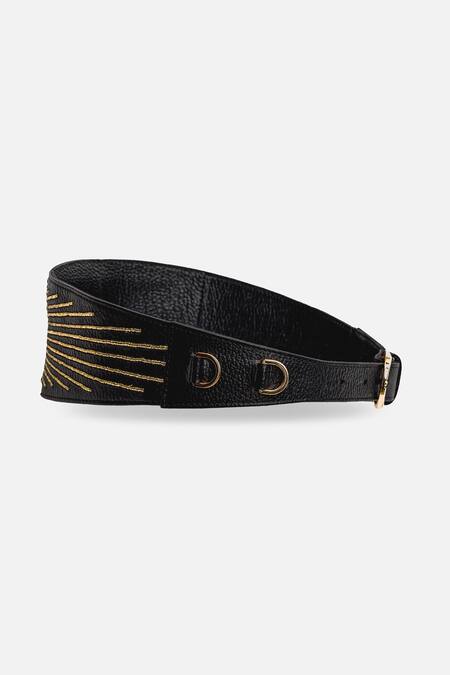 Buy_Econock Studio_Black Embroidery Leather Belt 