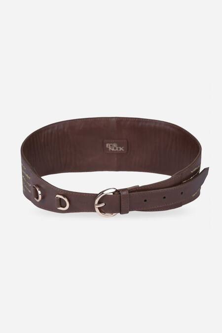 Buy_Econock Studio_Brown Embroidery Leather Sunburst Belt _Online_at_Aza_Fashions