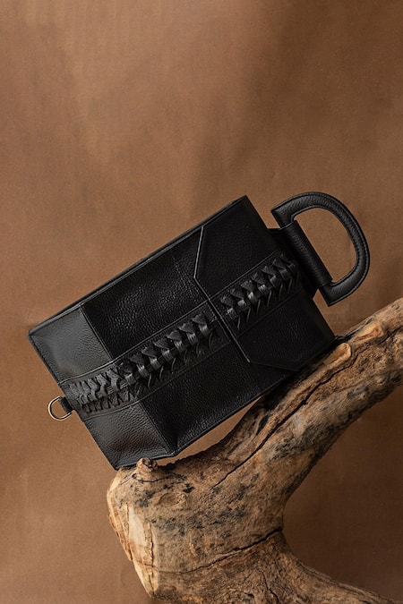 Econock Studio Leather Woven Panel Satchel Bag 