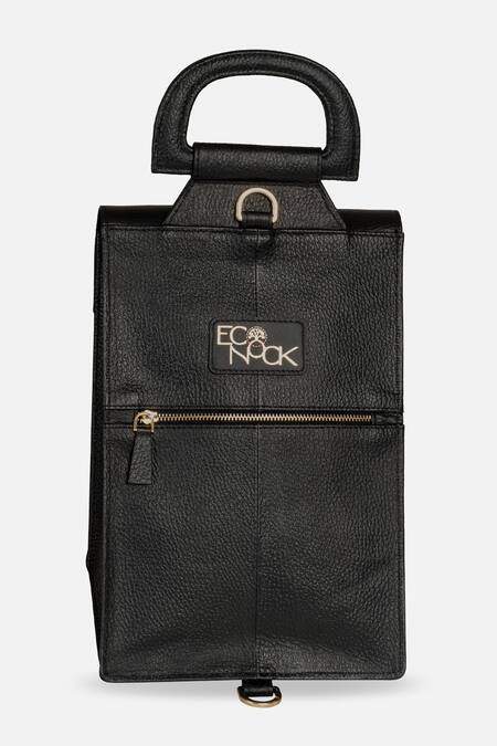 Buy_Econock Studio_Black Patchwork Leather Woven Panel Satchel Bag _Online_at_Aza_Fashions