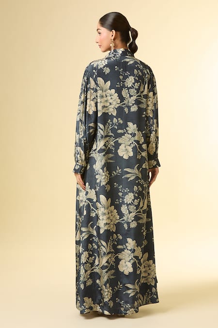 Paulmi And Harsh Botanical Print Jacket & Draped Skirt Set 