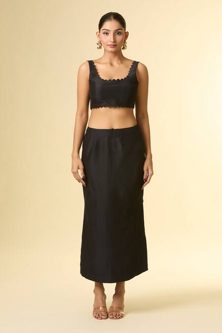 Paulmi And Harsh Black Cotton Sequins, Zari Round , Scoop Bird Embroidered Jacket Set Online at Aza Fashions Paulmi And Harsh_Black Cotton Sequins, Zari Round , Scoop Bird Embroidered Jacket Set_Online_at_Aza_Fashions