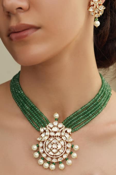 Joules By Radhika Polki Stone Necklace Set 