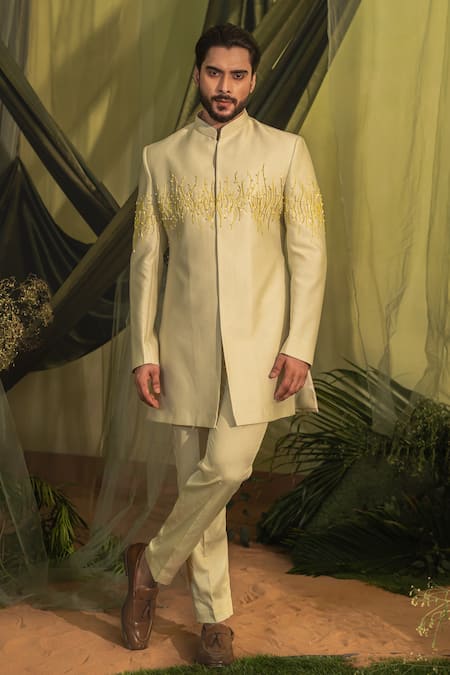 Runit Gupta Vine Embroidered Bandhgala With Pant 