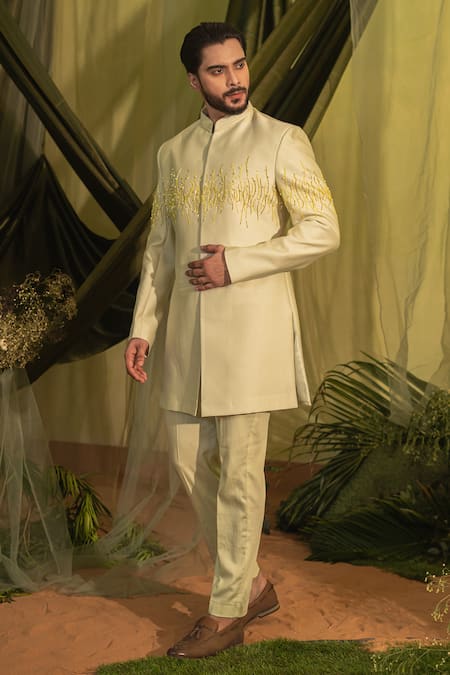 Runit Gupta Vine Embroidered Bandhgala & Pant Set 