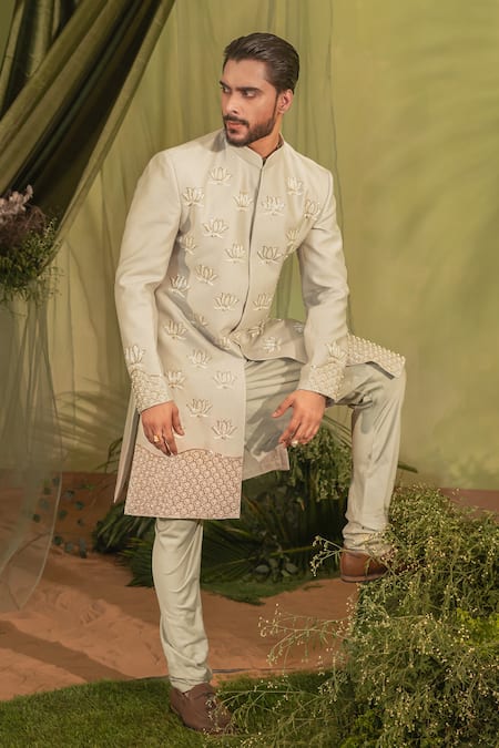 Runit Gupta Lotus Embroidered Sherwani Set 
