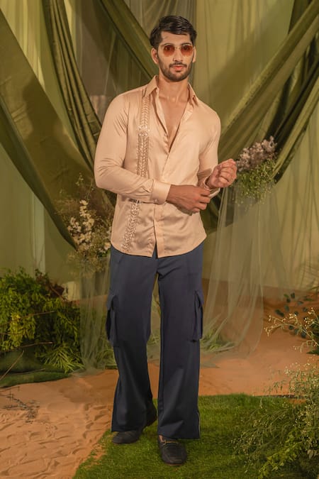 Runit Gupta Geometric Linear Cutpipe Embroidered Shirt 