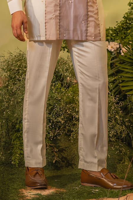 Shop_Runit Gupta_Multi Color Chanderi Silk, Velvet Multicolored Patchwork Kurta And Pant Set _Online_at_Aza_Fashions