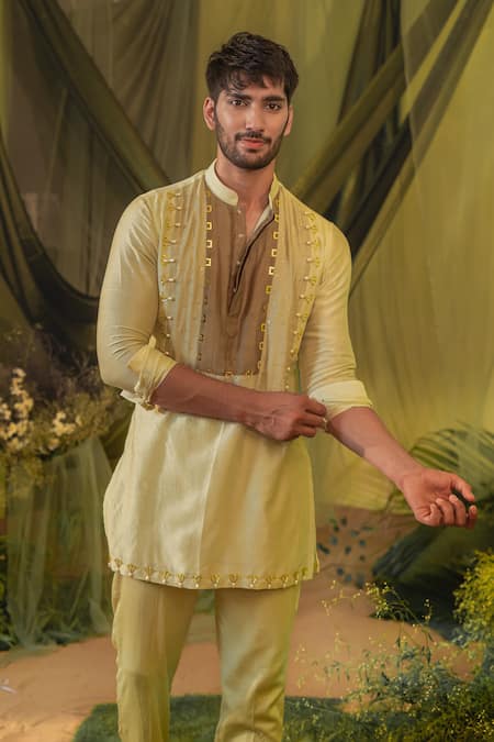 Runit Gupta Patchwork Yoke Kurta & Pant Set 