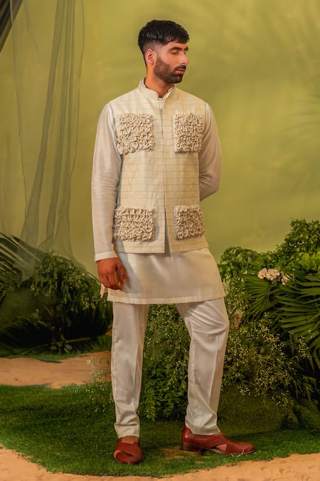 Runit Gupta Smocked Zari Work Bundi 
