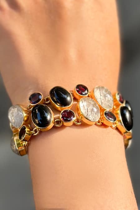 Anuka Jewels Multi Color Stones Colorstone Embellished Sterling Silver Bracelet 
