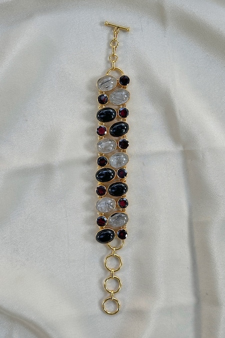 Shop Anuka Jewels Multi Color Stones Colorstone Embellished Sterling Silver Bracelet at Aza Fashions Shop_Anuka Jewels_Multi Color Stones Colorstone Embellished Sterling Silver Bracelet _at_Aza_Fashions