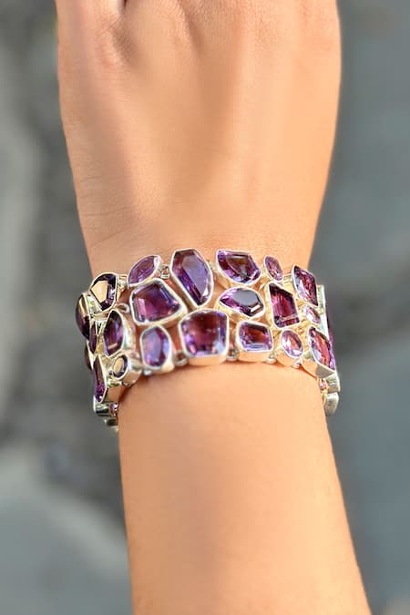 Anuka Jewels Purple Stones Geometric Amethyst Bracelet 