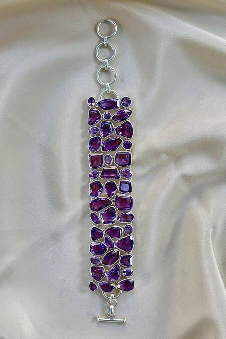 Shop Anuka Jewels Purple Stones Geometric Amethyst Bracelet at Aza Fashions Shop_Anuka Jewels_Purple Stones Geometric Amethyst Bracelet _at_Aza_Fashions
