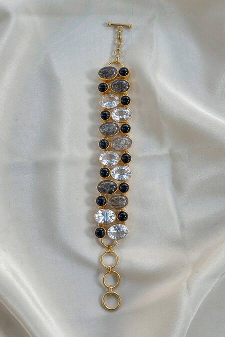 Shop Anuka Jewels Multi Color Stones Cluster Colorstone Bracelet at Aza Fashions Shop_Anuka Jewels_Multi Color Stones Cluster Colorstone Bracelet _at_Aza_Fashions