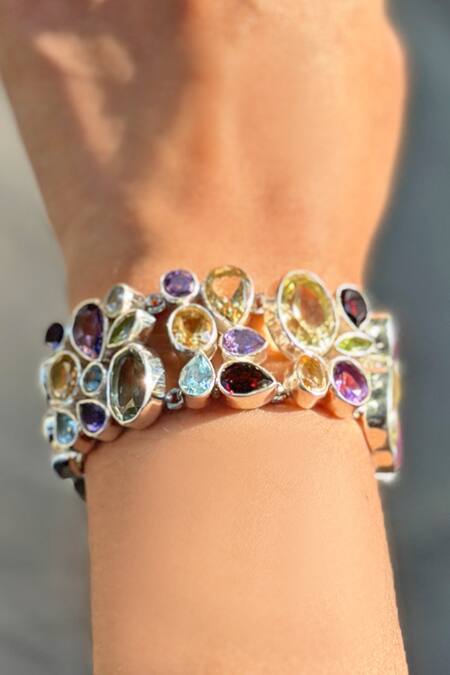 Anuka Jewels Multi Color Stones Colorstone Cluster Bracelet 