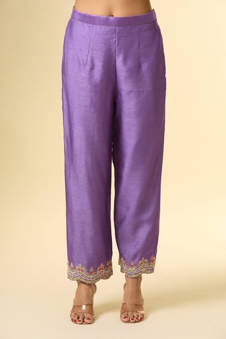 Buy Samyukta Singhania Purple Silk, Chiffon Beads, Embroidery Round Neck Zardozi Lavender Kurta Set Online at Aza Fashions Buy_Samyukta Singhania_Purple Silk, Chiffon Beads, Embroidery Round Neck Zardozi Lavender Kurta Set _Online_at_Aza_Fashions